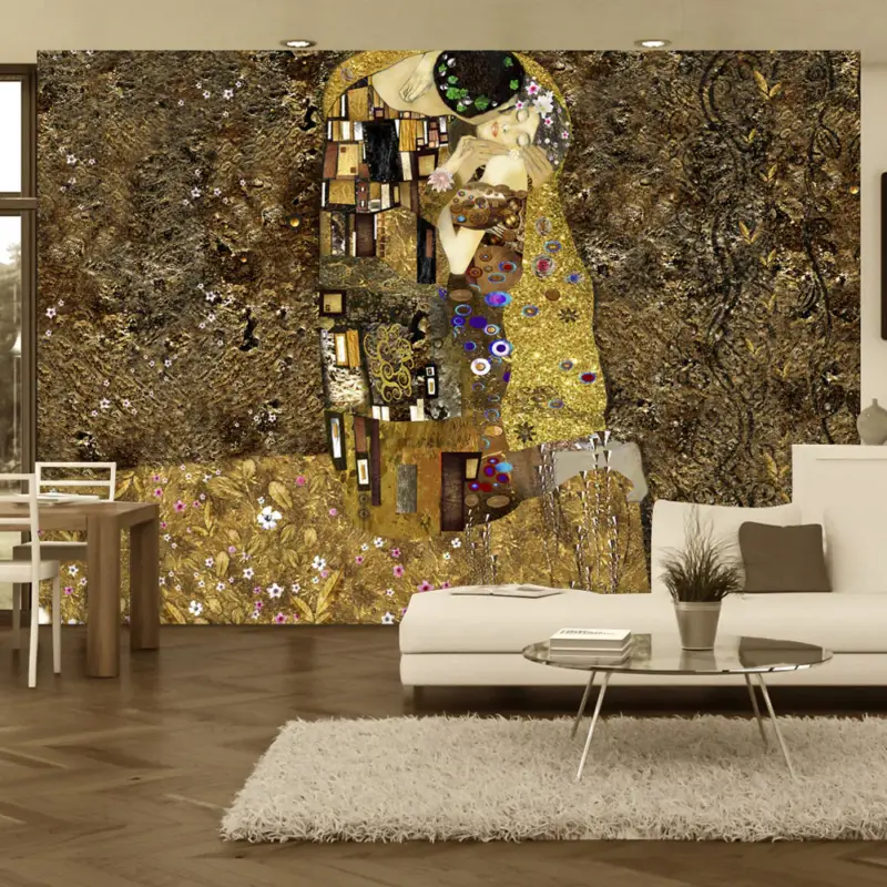 Vente Flash Fotobehang - Klimt inspiration: Golden Kiss - 350x245