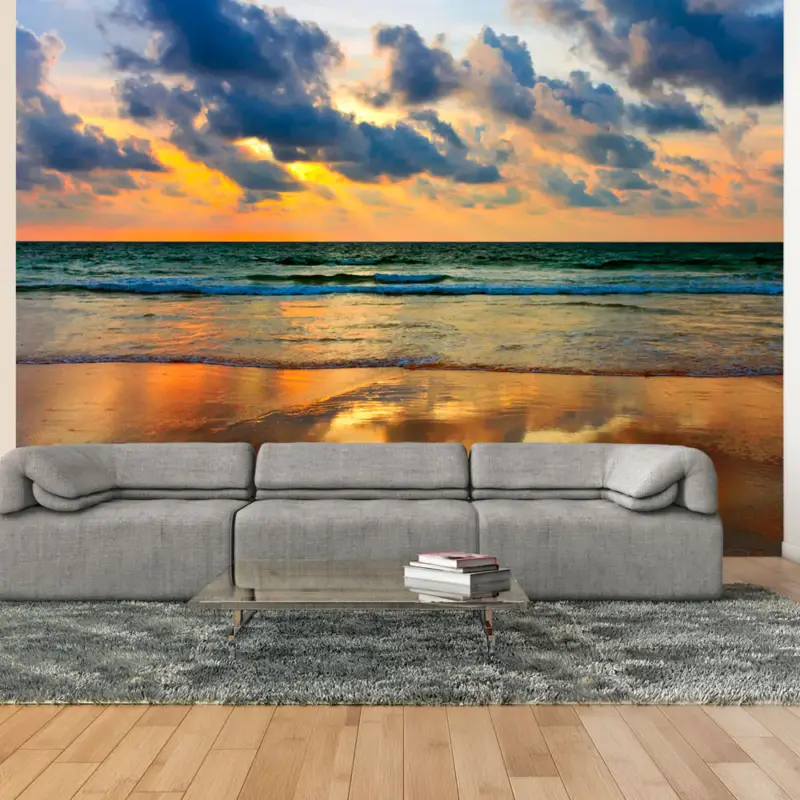 Achat Immédiat Fotobehang - Kleurrijke zonsondergang over de zee - 350x270