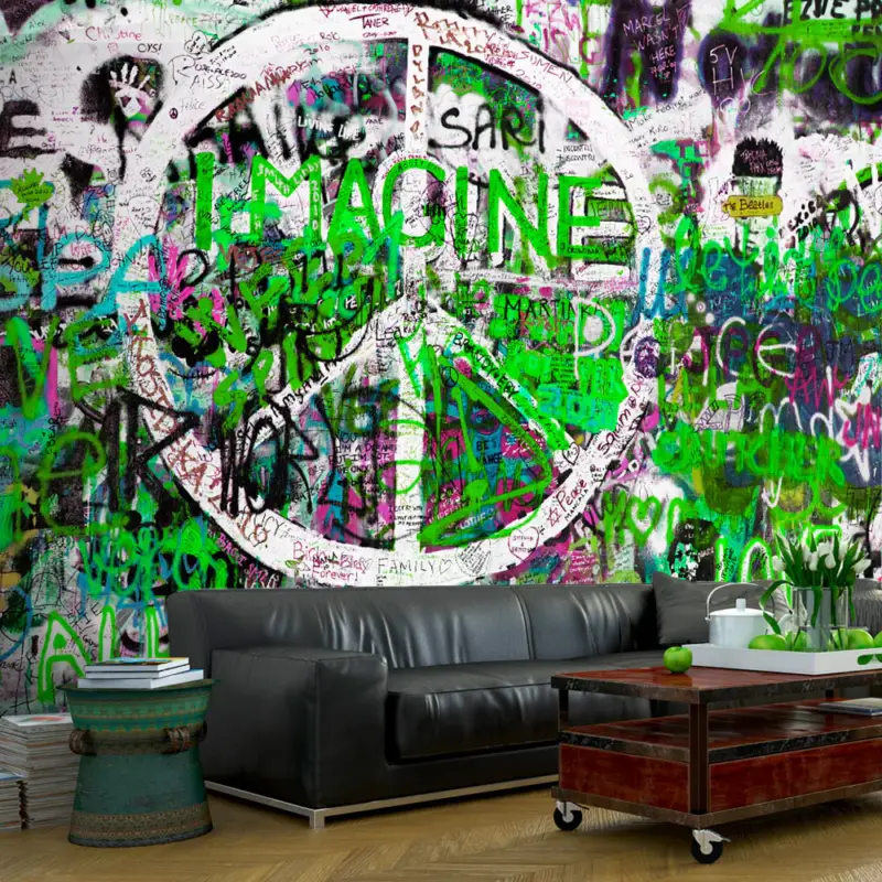 Acheter Direct Fotobehang - Green Graffiti - 150x105
