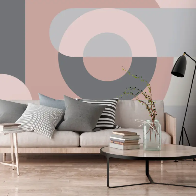 Acheter En Ligne Fotobehang - Geometric Wreath (Pink) - 300x210