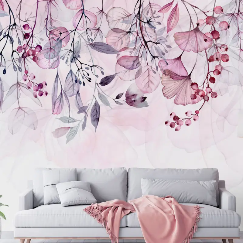 Vente Flash Fotobehang - Foggy Nature - Pink - 450x315