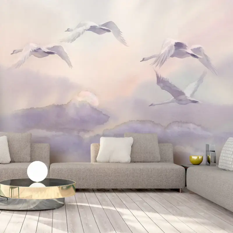 Achat Immédiat Fotobehang - Flying Swans - 250x175