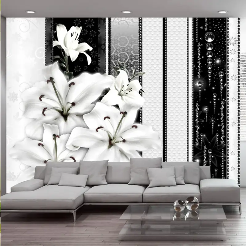 Vente Directe Fotobehang - Crying lilies in white - 100x70