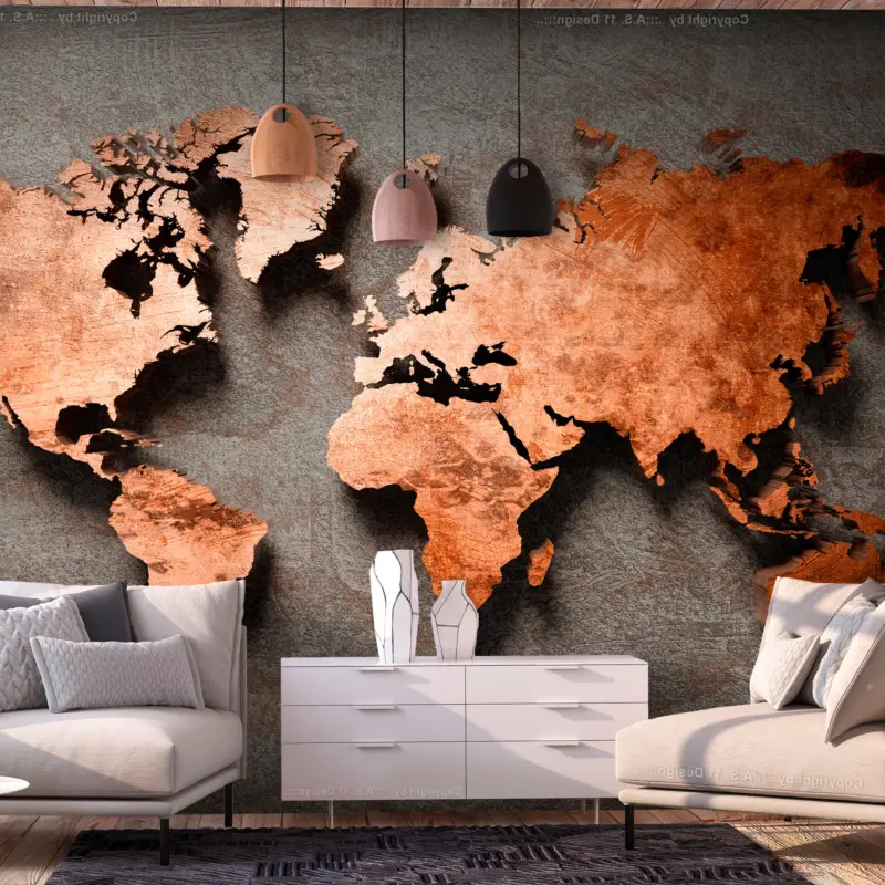 Vente Directe Fotobehang - Copper Map - 350x245