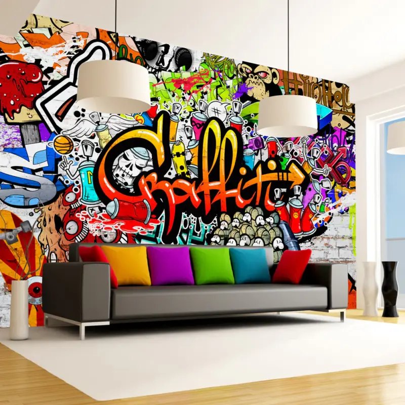 Usine Directe Fotobehang - Colorful Graffiti - 100x70