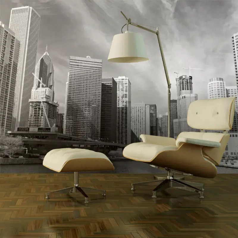 Acheter Direct Fotobehang - Chicago skyline (zwart-wit) - 250x193