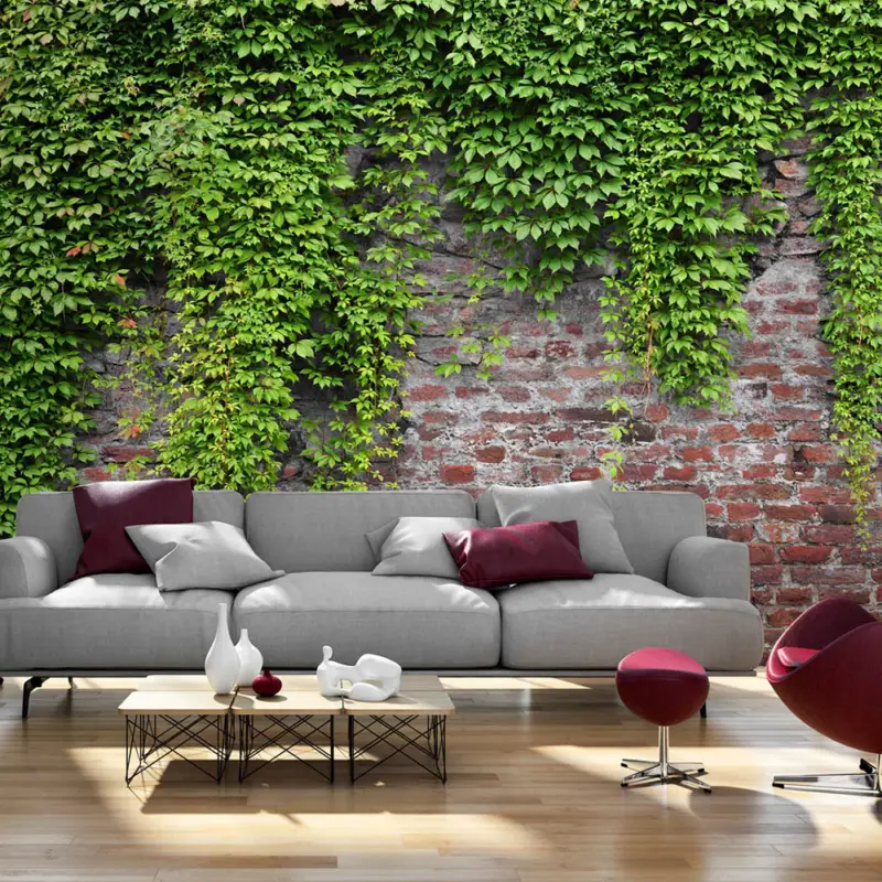 Usine Directe Fotobehang - Brick and ivy - 100x70