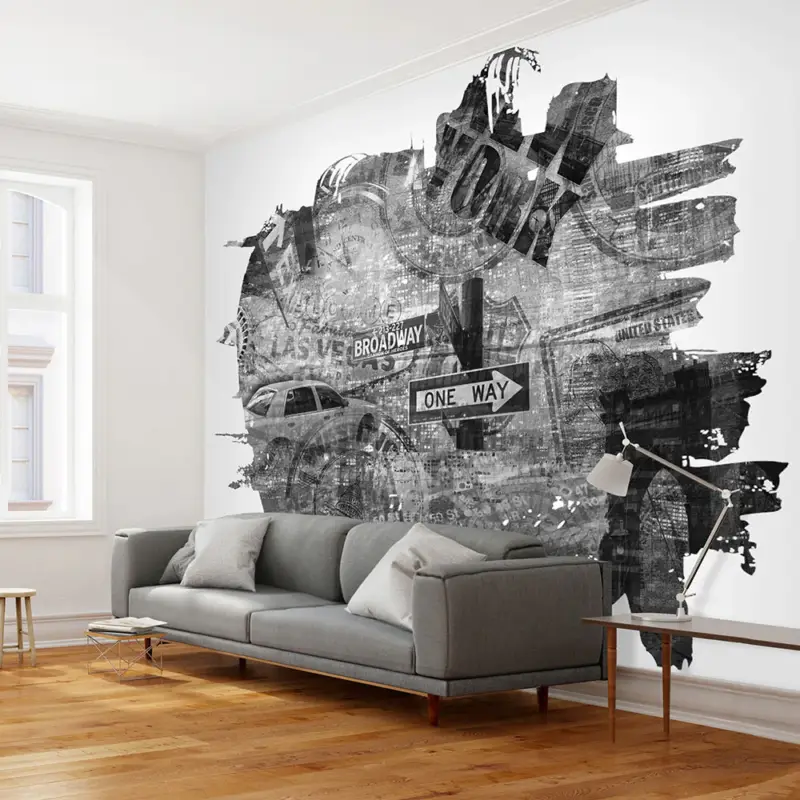 Achetez Aujourd’hui Fotobehang - Black-and-white New York collage - 300x231