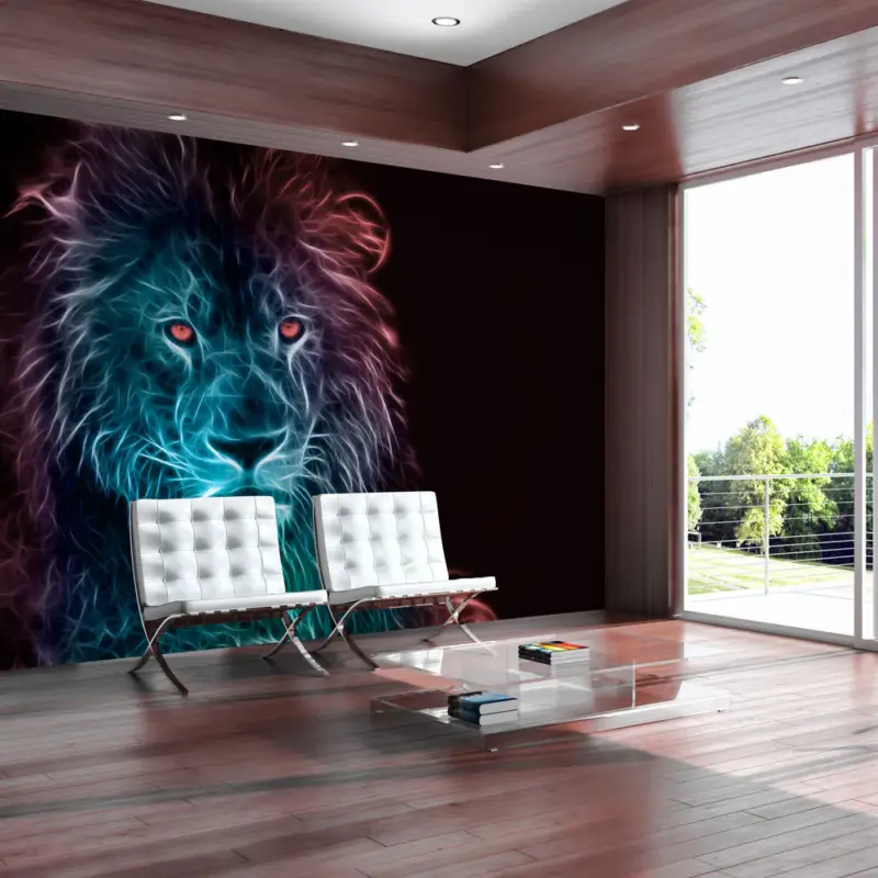 Vente Flash Fotobehang - Abstract lion - rainbow - 400x280
