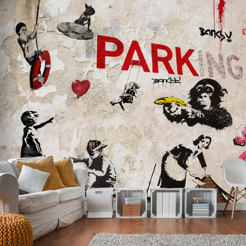 Vente Directe Fotobehang - [Banksy] Graffiti Collage - 200x140