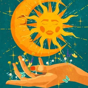 Zon & Maan posters & art prints door Raissa Oltmanns - Premium Poster - 50x70 Promotion