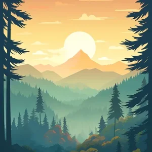 Zonsondergang in het bos Natuur posters & art prints door Max Ronn - Premium Poster - 50x70 Livraison Gratuite