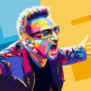 WPAP Seni Pop Paul D Hewson posters & art prints door Supri Wahyudi - Premium Poster - 50x70 Livraison Gratuite