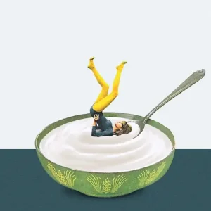 Yoga in my yogurt posters & art prints door Maarten Léon - Premium Poster - 50x70 Bon Plan