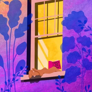 Zonnebaden in de stad posters & art prints door Raissa Oltmanns - Premium Poster - 50x70 Populaire