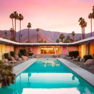 Zwembad uit het midden van de eeuw posters & art prints door Philippe HUGONNARD - Premium Poster - 50x70 Livraison Gratuite