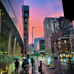 Zonsondergang in Londen posters & art prints door Morten Conrad - Premium Poster - 50x70 Commander Vite