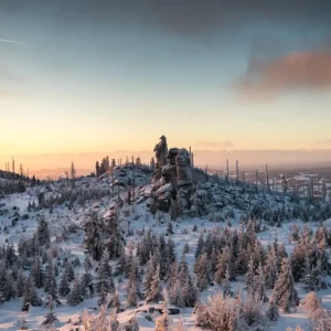 Zonsondergang aan de Dreisessel posters & art prints door Christian Marold - Premium Poster - 50x70 Retour Gratuit