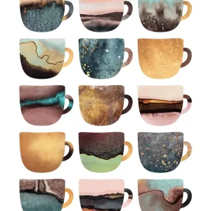 Aardse koffiekopjes #2231932 posters & art prints door Elisabeth Fredriksson - Premium Poster - 50x70 Authentique