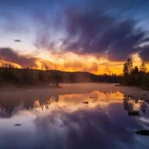 Zonsondergang bij Lusbo Dam posters & art prints door Fredrik Vestin - Premium Poster - 50x70 Expédition Rapide