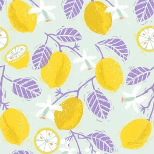 Yellow Lemons with Purple Leaves posters & art prints door Annick - Premium Poster - 50x70 Commander Maintenant