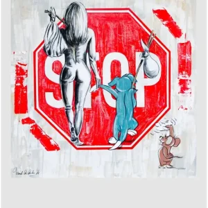 "Who needs a happy ending?" posters & art prints door Frank De Decker - Premium Poster - 50x70 Prix Choc