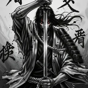 Wraakzuchtige Samoerai: De Geest van het Zwaard posters & art prints door Ryn Solace - Premium Poster - 50x70 Certifié