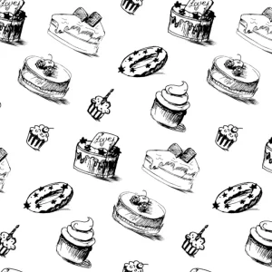 Zoete lekkernijen: Een speels dessertpatroon posters & art prints door Marika Barsrsind - Premium Poster - 50x70 Expédié Aujourd’hui