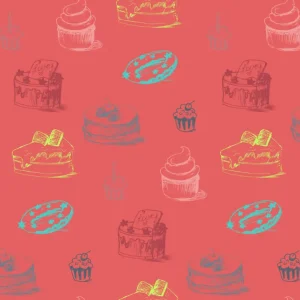 Zoete lekkernijen: Een speels dessertpatroon posters & art prints door Marika Barsrsind - Premium Poster - 50x70 Certifié