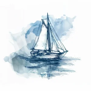 Achat Immédiat Serene Zeilen: Een Aquareldroom posters & art prints door Jolly and Dash - Premium Poster - 50x70