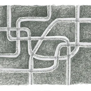 Abstract Urban Maze: Een studie in lijnen en patronen posters & art prints door Isabelle Brent - Premium Poster - 50x70 Bon Plan