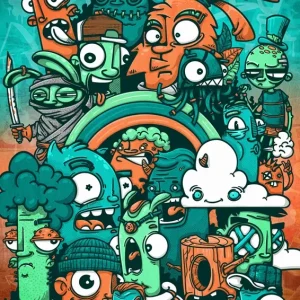 Achat Immédiat De parade van de personages posters & art prints door Manuel Vila - Premium Poster - 50x70