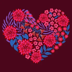 Achat Immédiat GEBLOEMD HART Bloemen Roze Rood posters & art prints door Jackie Tahara - Premium Poster - 50x70