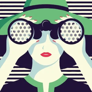 woman Urban Gaze Mural posters & art prints door black and white art - Premium Poster - 50x70 Commander Vite