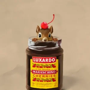 Zoete verrassing: Een Eekhoorn's Vreugde met Maraschinokersen posters & art prints door Emil Jespersen - Premium Poster - 50x70 Offre Limitée