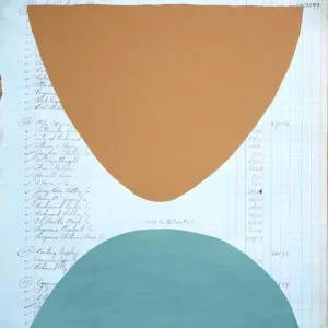 Abstracte vormen op vintage grootboekpapier posters & art prints door Renée Stramel - Premium Poster - 50x70 Nouvel Arrivage