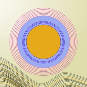 Abstracte Harmonie: Levendige Cirkels en Golven posters & art prints door Lawrence Bojkovic - Premium Poster - 50x70 Populaire