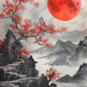 Achat Immédiat Blood moon posters & art prints door KyzArt - Premium Poster - 50x70