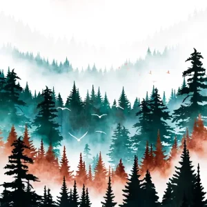 Zonsopgang boven het bos posters & art prints door Crimson Claw - Premium Poster - 50x70 Prix Choc