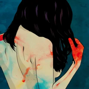 Abstracte Emoties: Een Vleugje Kleur en Overdenking posters & art prints door Giuseppe Cristiano - Premium Poster - 50x70 Prix Choc