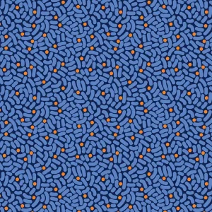 Abstract blauw-oranje patroon: een speels textielontwerp posters & art prints door Olena Kovalova - Premium Poster - 50x70 Populaire