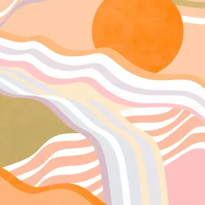 Abstracte zonsopgang stroom posters & art prints door Dominique Van Roey - Premium Poster - 50x70 Prix Choc