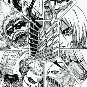 Aanval op titanen-mangakunst posters & art prints door GABRIELLA 5 - Premium Poster - 50x70 Achat Immédiat