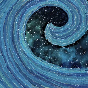 Abstracte Blauwe Golf posters & art prints door Lindica Art - Premium Poster - 50x70 Bon Plan