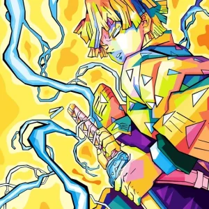 zenitsu pop art | posters & art prints door Maftuhi - Premium Poster - 50x70 Bon Marché