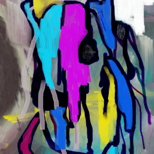 Abstract expressionisme: Een levendige dans van kleur en vorm posters & art prints door Lembayung senja studio [Vintage Poster] - Premium Poster - 50x70 Satisfait Ou Remboursé