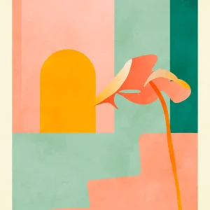 Abstracte Bloemrijke Sereniteit: Een Moderne Kunstcompositie posters & art prints door Ana Rut Bre - Premium Poster - 50x70 Livraison Express