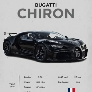 Achat Immédiat Bugatti Chiron posters & art prints door Kyle Walker Style Art - Premium Poster - 50x70
