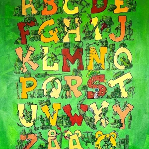 Abzebras - Metaalmachines posters & art prints door Jens Larsson - Premium Poster - 50x70 Promotion Saisonnière