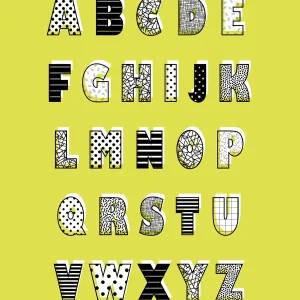 ABC Yellow posters & art prints door Susana Costa - Premium Poster - 50x70 Meilleure Vente